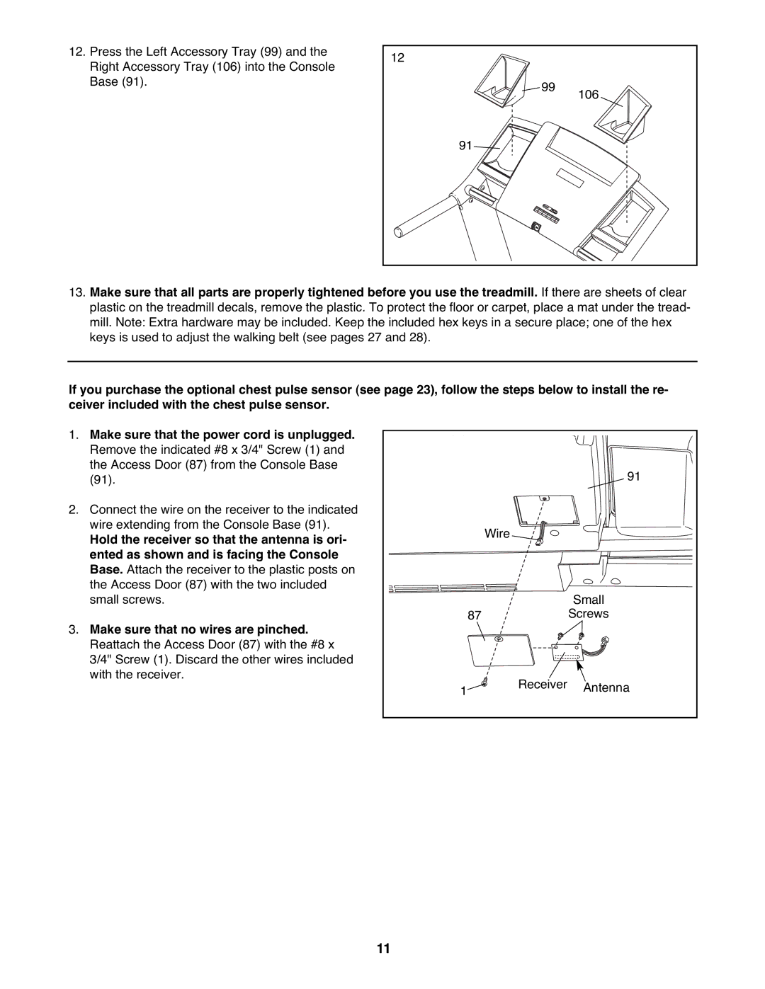 ProForm PFTL99908.0 user manual Make sure that no wires are pinched 