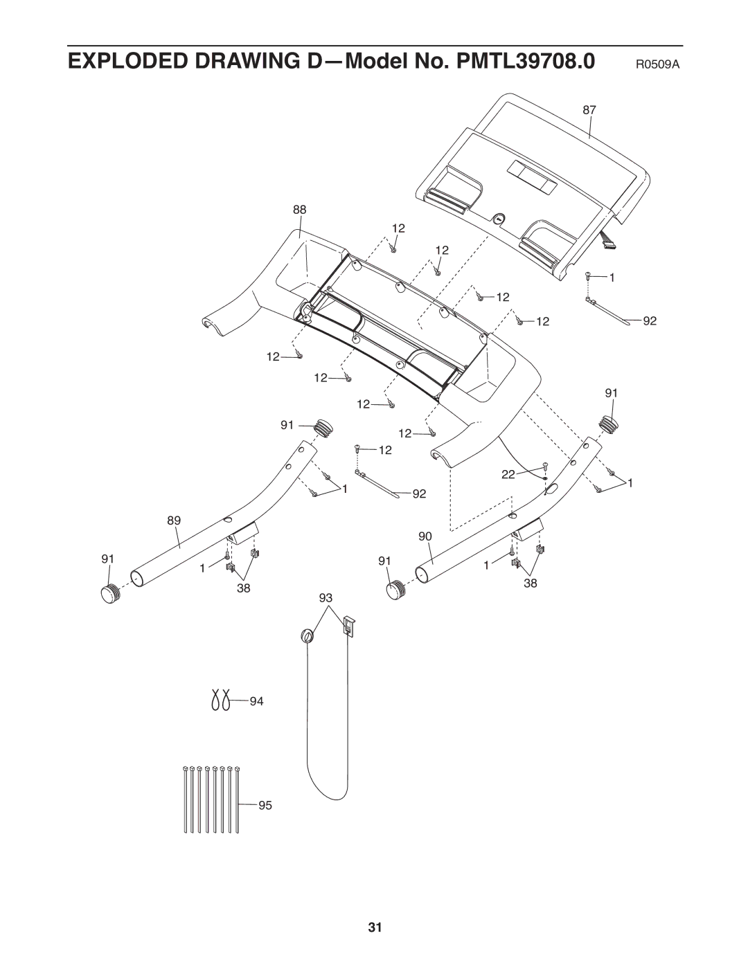 ProForm user manual Exploded Drawing D-Model No. PMTL39708.0 R0509A 