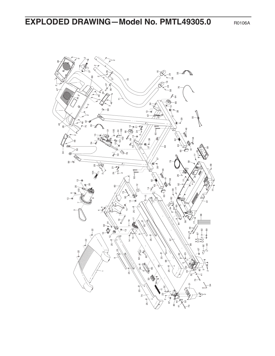 ProForm user manual Exploded DRAWING-Model No. PMTL49305.0 