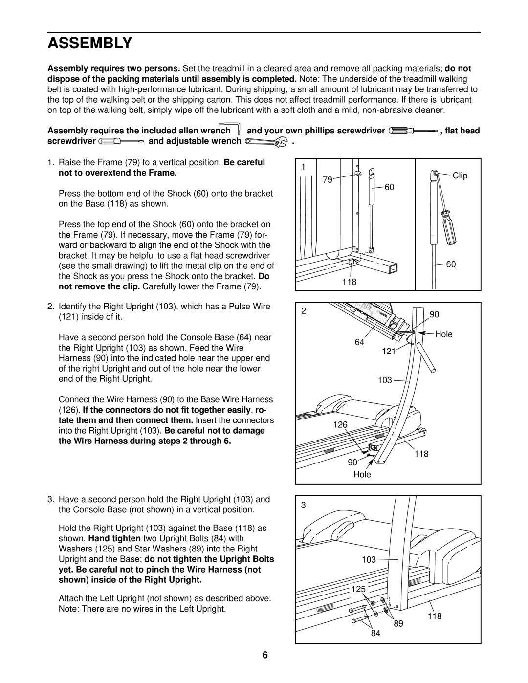 ProForm PT6.0, PFTL69502 user manual Assembly requires the included allen wrench, Screwdriver Adjustable wrench 