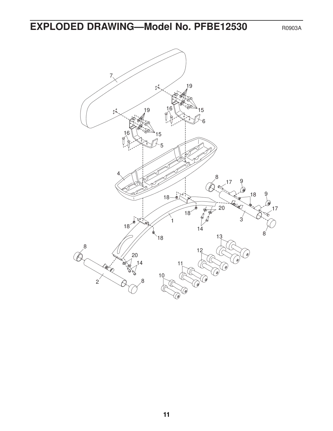 ProForm SR 20 user manual Exploded DRAWING-Model No. PFBE12530 