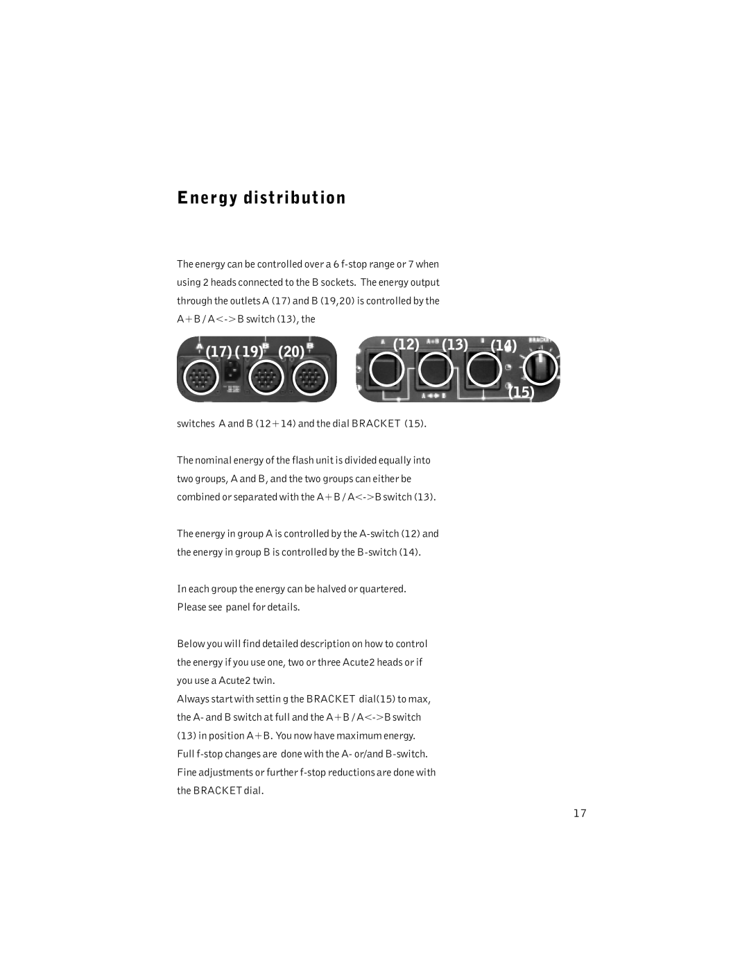 Profoto 1200 manual Energy distribution, 17 19 