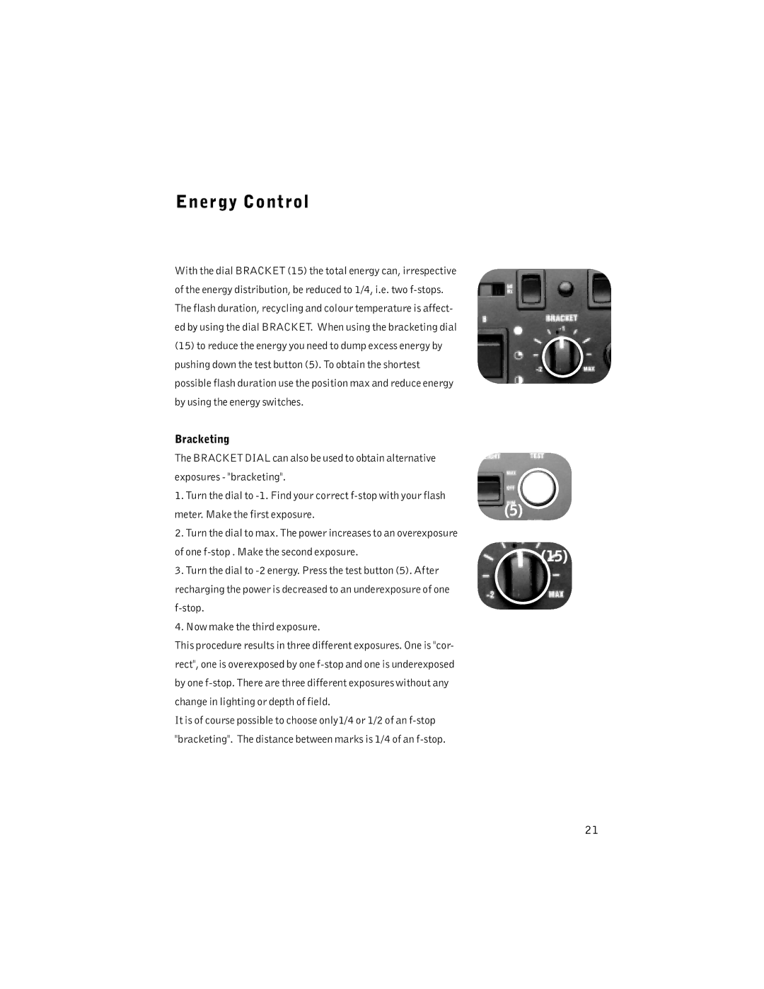 Profoto 1200 manual Energy Control, Bracketing 