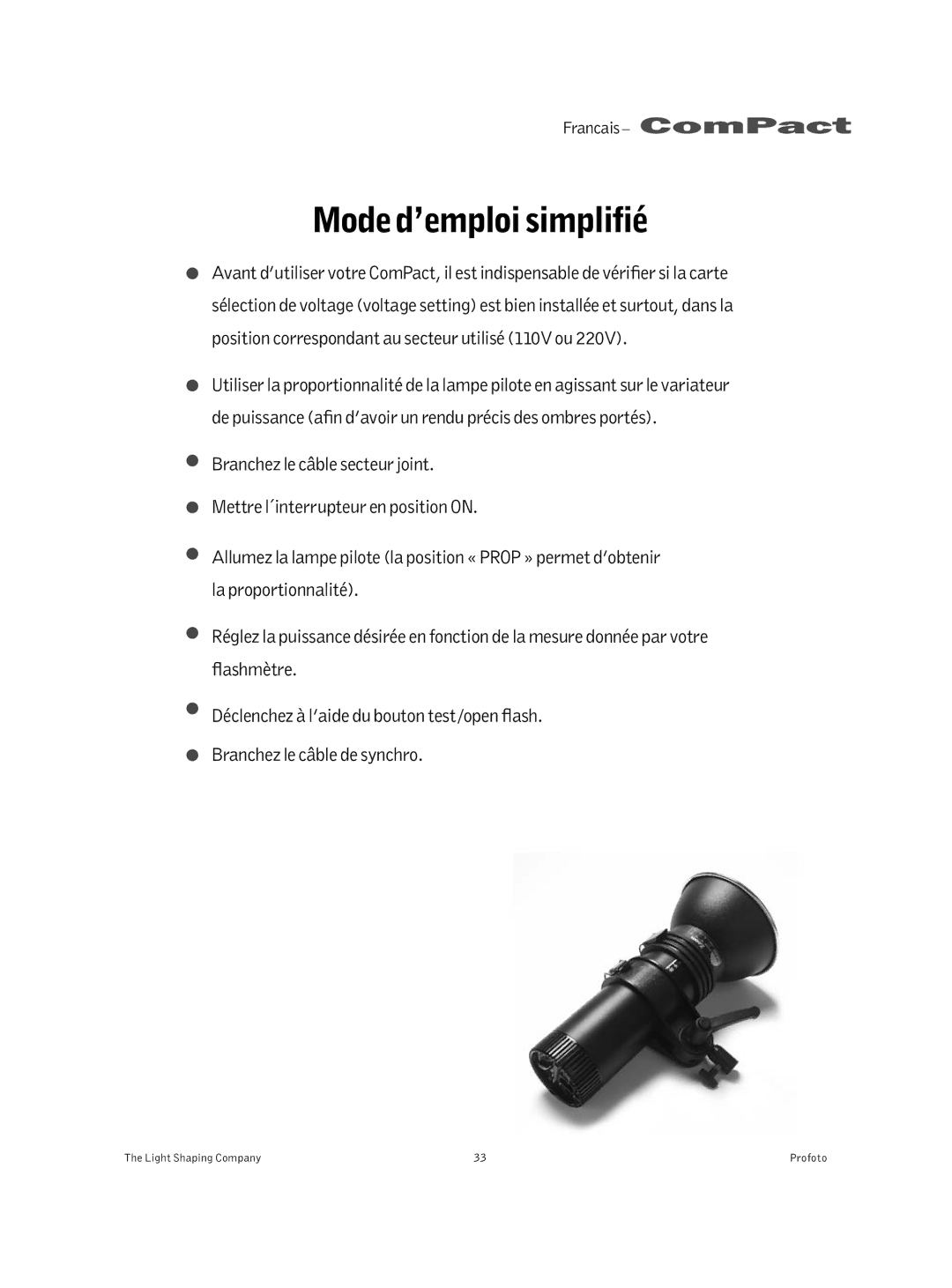 Profoto 300 manual Moded’emploisimpliﬁé 