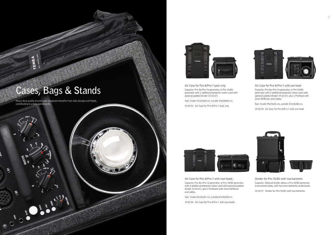 Profoto 250 W, 500 W manual Air Case for Pro-8/Pro-7 pack only, Air Case for Pro-8/Pro-7 with two heads 