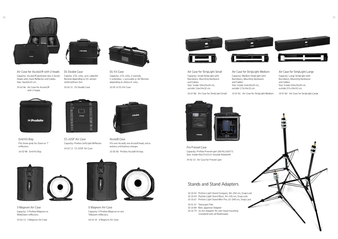 Profoto 500 W Grid Kit Bag, D1 Double Case, CC-22SF Air Case, D1 Kit Case, AcuteB Case, Pro Fresnel Case, Magnum Air Case 