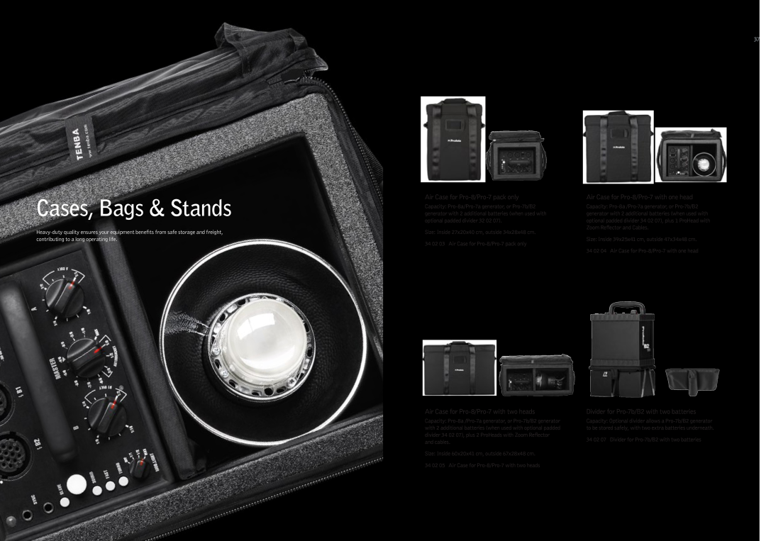Profoto 250 W, 500 W manual Air Case for Pro-8/Pro-7pack only, Air Case for Pro-8/Pro-7with two heads, Cases, Bags & Stands 