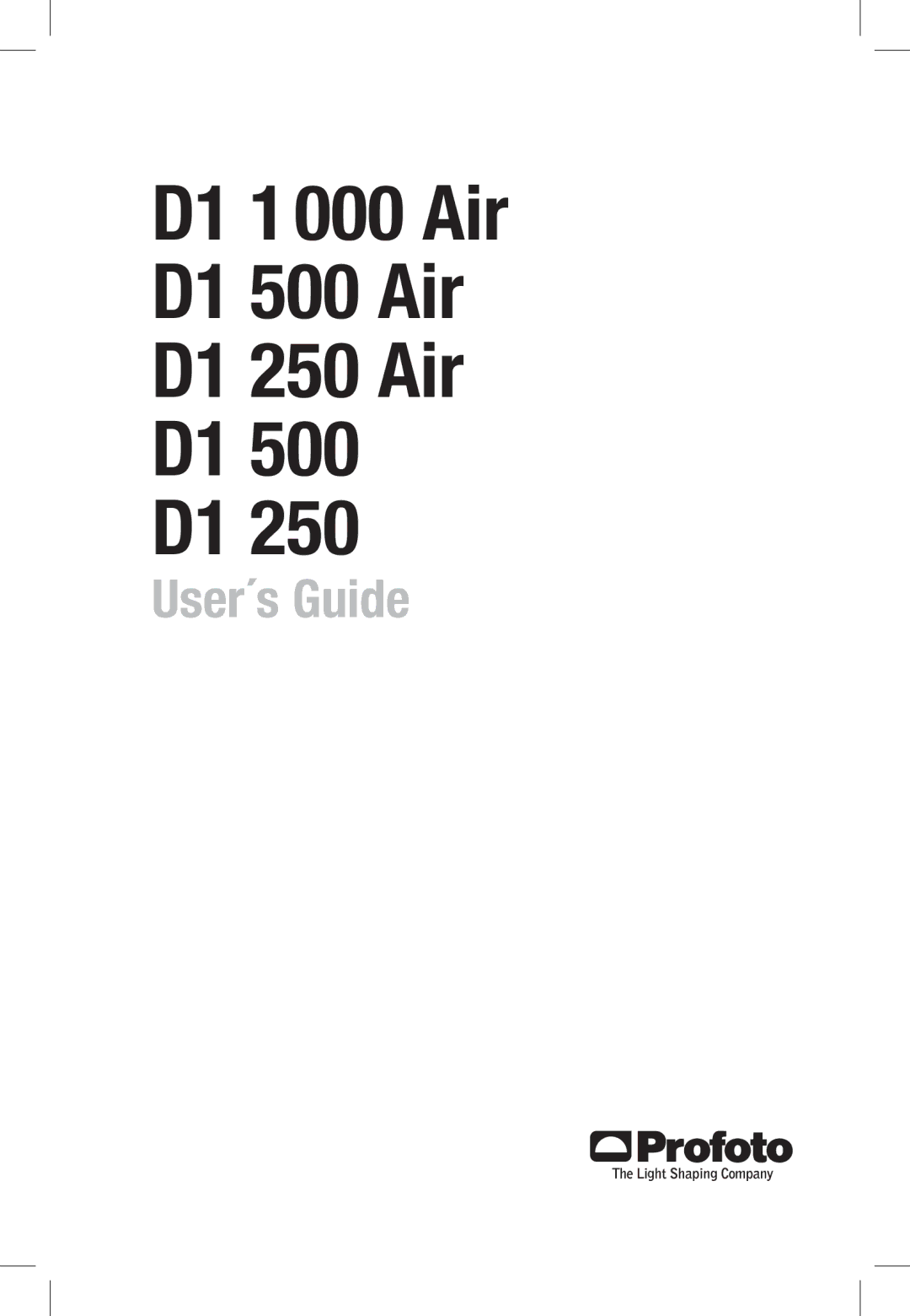 Profoto manual D1 1000 Air D1 500 Air D1 250 Air 