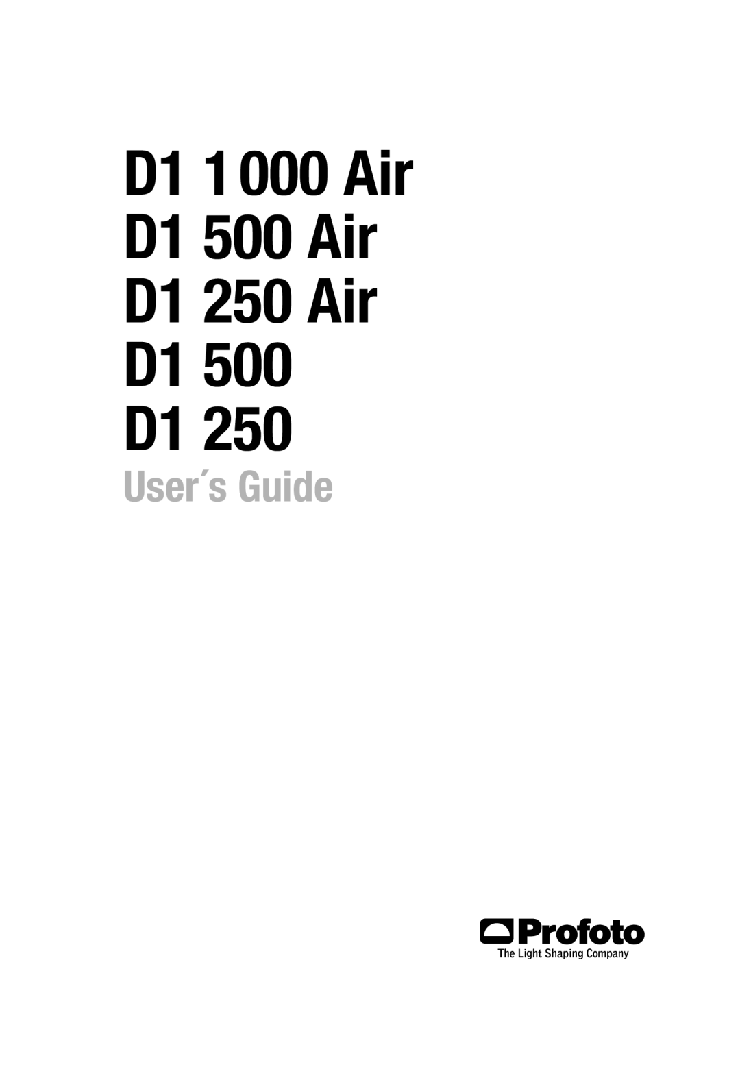 Profoto manual D1 1000 Air D1 500 Air D1 250 Air 