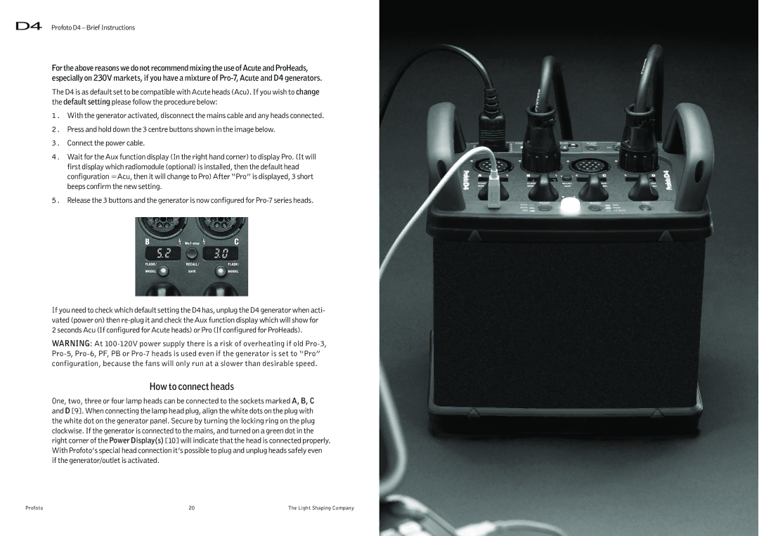 Profoto D4 user manual How to connect heads 