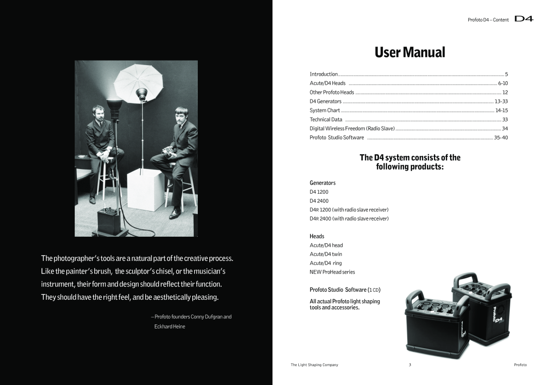 Profoto user manual User Manual, The D4 system consists of the following products 