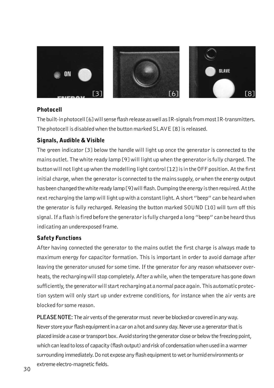 Profoto Pro-7 manual Signals, Audible & Visible, Safety Functions 