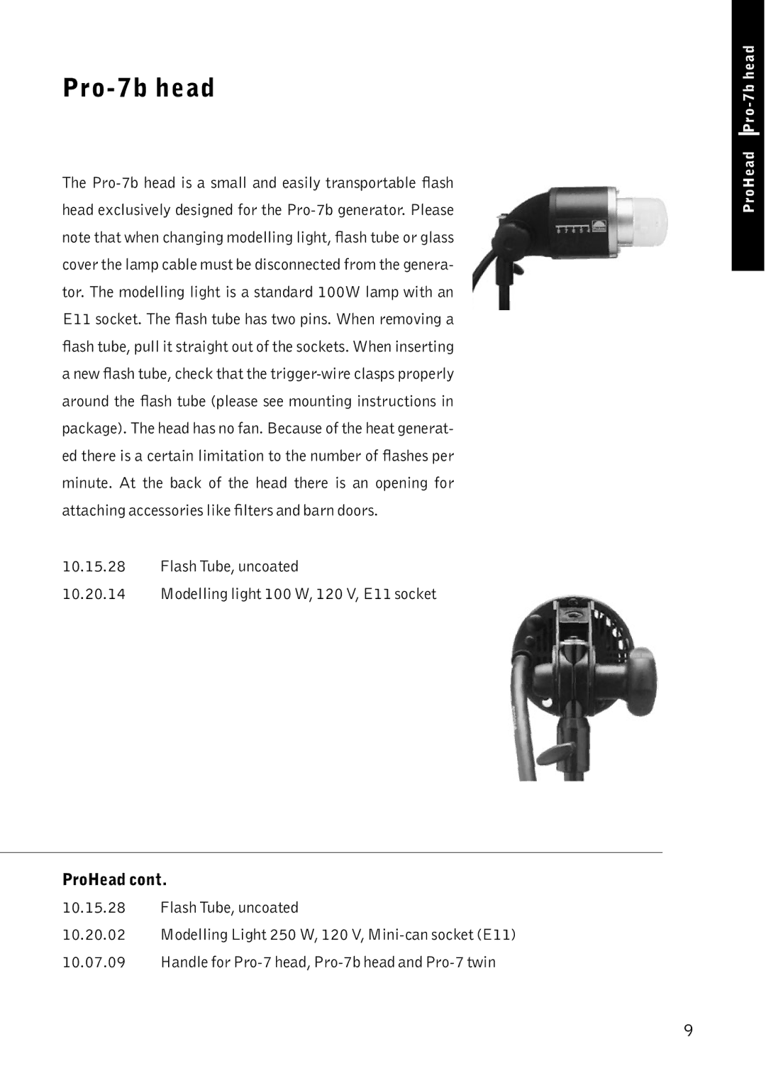 Profoto manual Pro-7b head, ProHead 