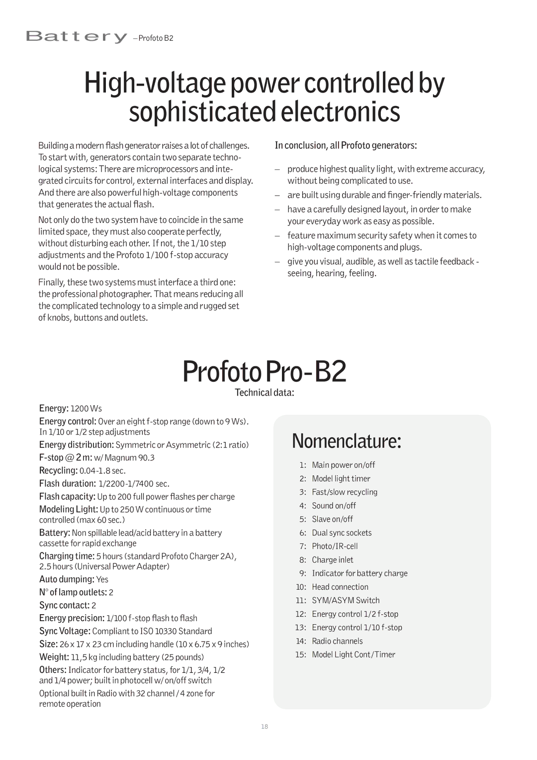 Profoto Pro-7b manual Sophisticated electronics 