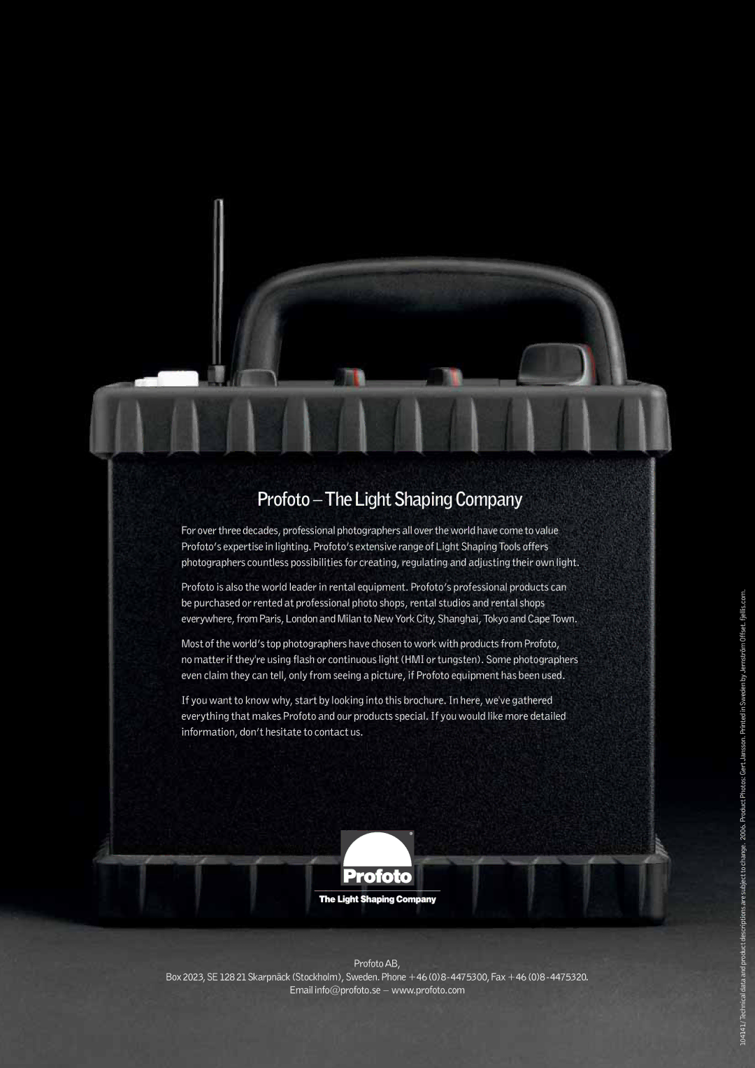 Profoto Pro-7b manual Profoto The Light Shaping Company 