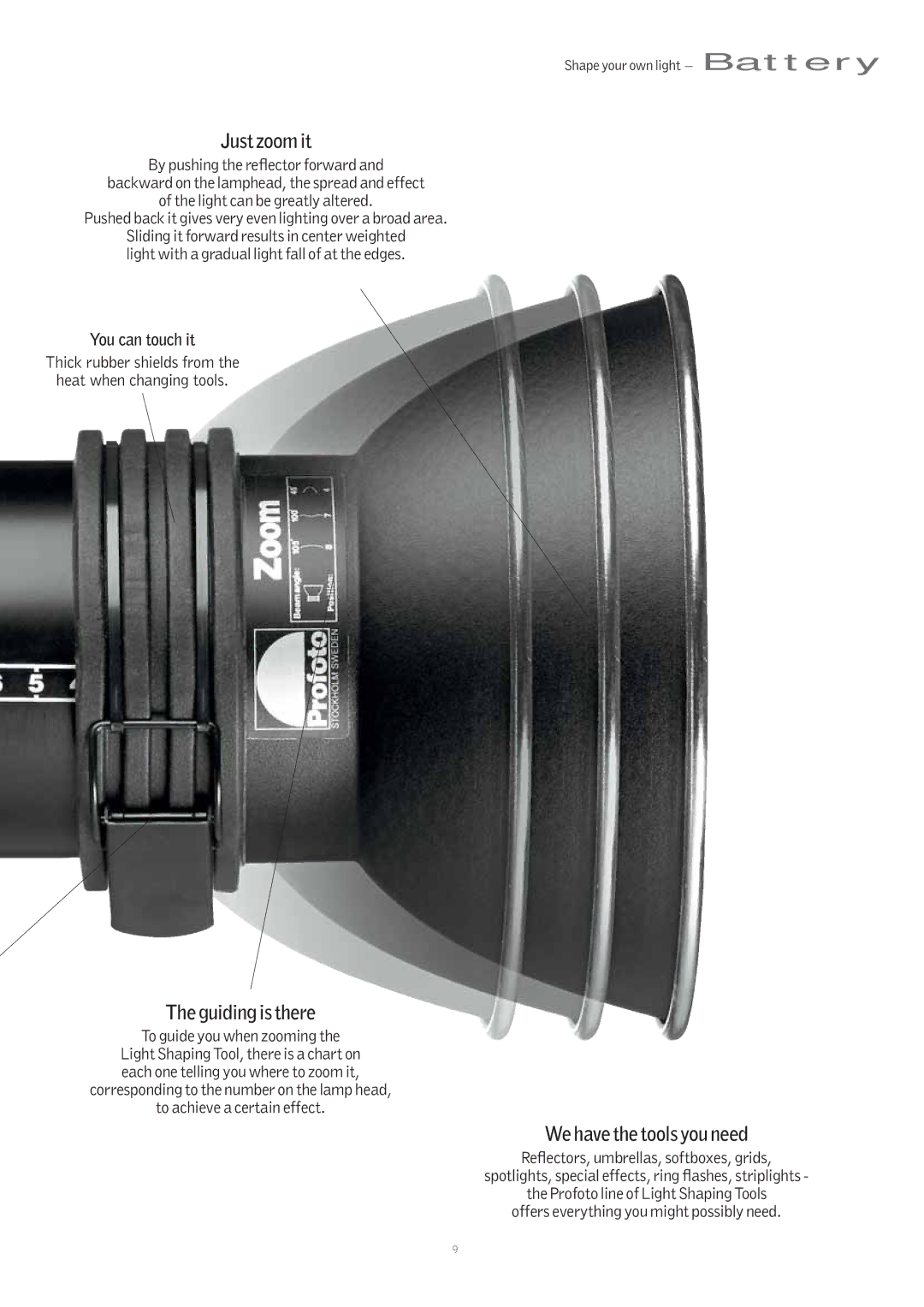 Profoto Pro-7b manual Just zoom it, Guiding is there, We have the tools you need 