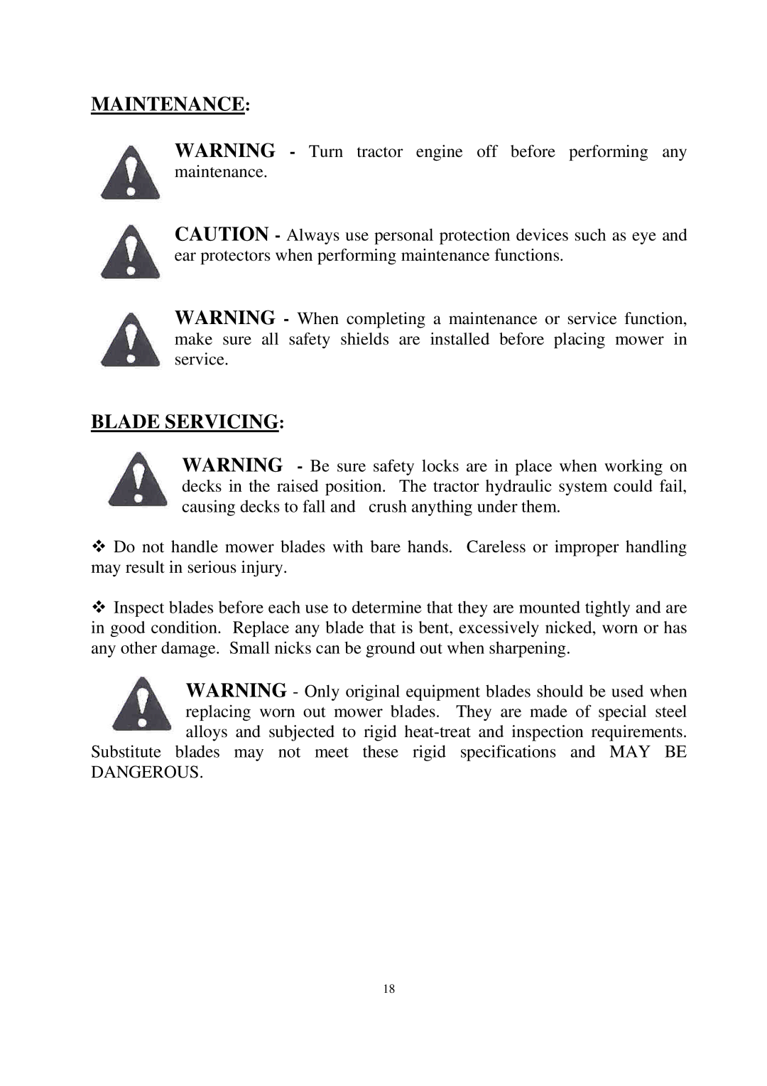 Progressive Turf Equipment SDR65, SDR 90 manual Maintenance Blade Servicing 