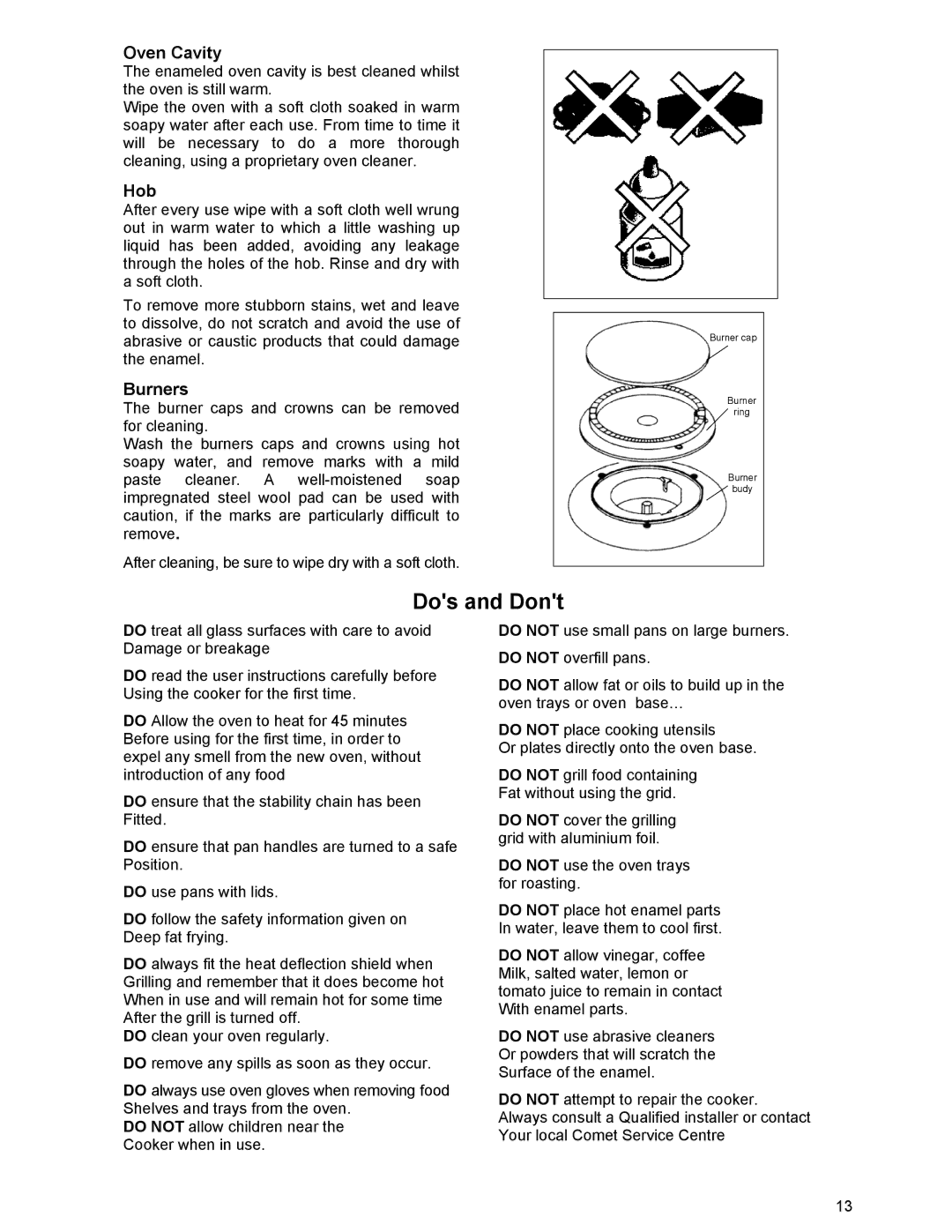 Prolific Tech EFG 502 manual Oven Cavity, Hob, Burners 