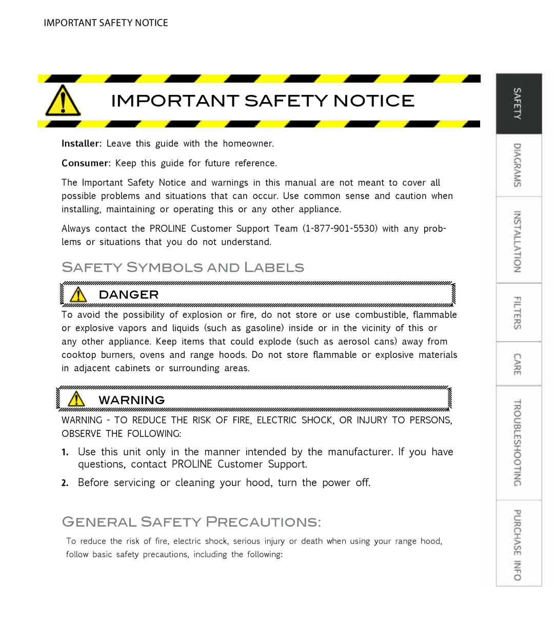 Proline PLFW543, PLFI750, PLFW812, PLFW544, PLFI543, PLFW832, PLFI544, PLFW520, PLFL832, PLFW750, PLFI520 Important Safety Notice 