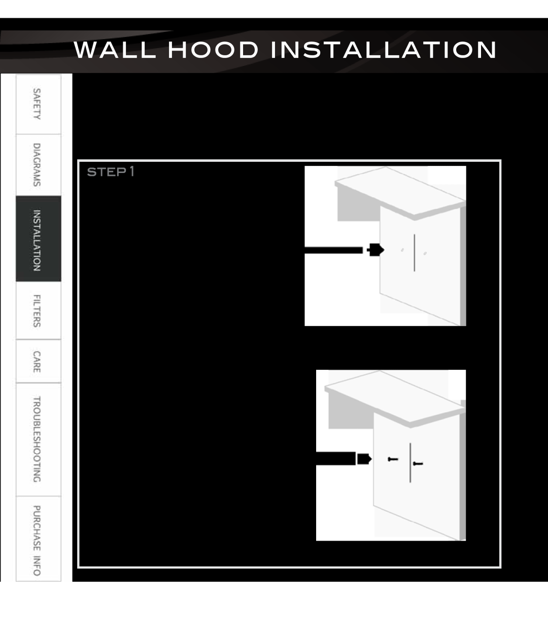 Proline PLFW544, PLFI750, PLFW812, PLFI543, PLFW543, PLFW832, PLFI544 Wall Hood Installation, Install anchors and screws 