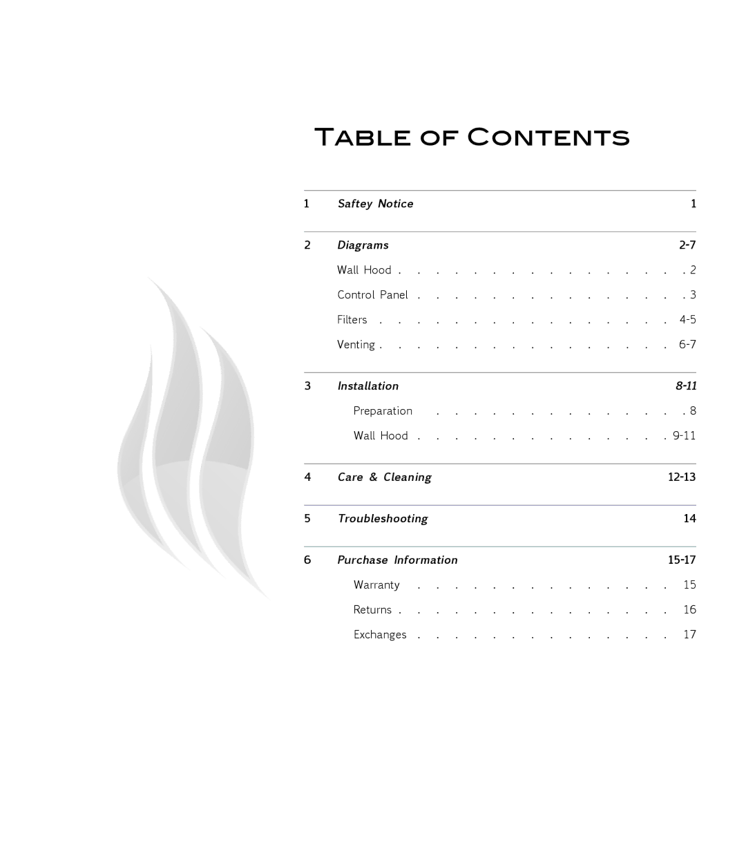 Proline PLJW117 user manual Table of Contents 