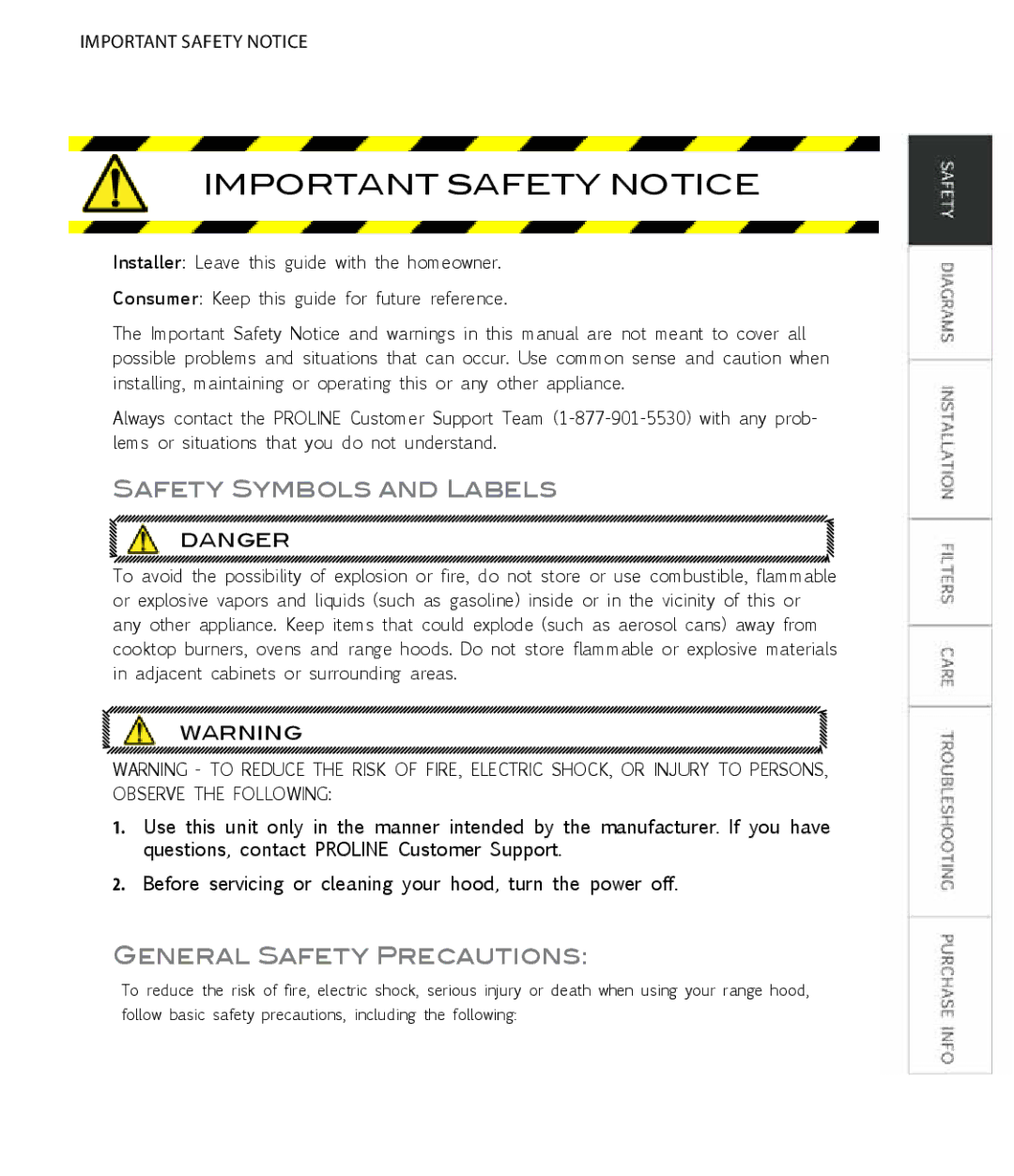 Proline PLS1576, PLS1570 user manual Important Safety Notice 