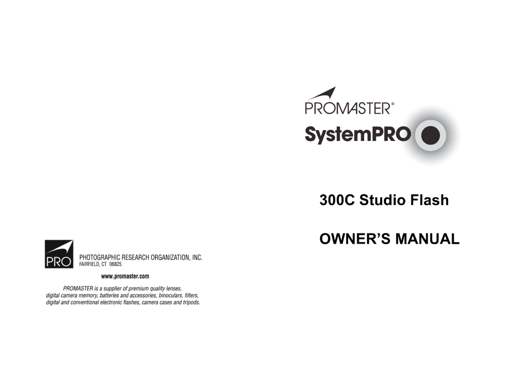 ProMaster owner manual 300C Studio Flash 