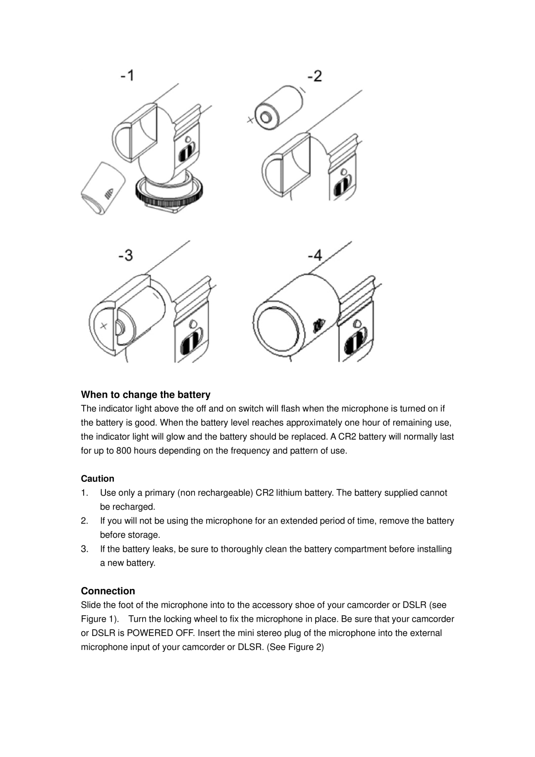 ProMaster 8026 instruction manual When to change the battery, Connection 