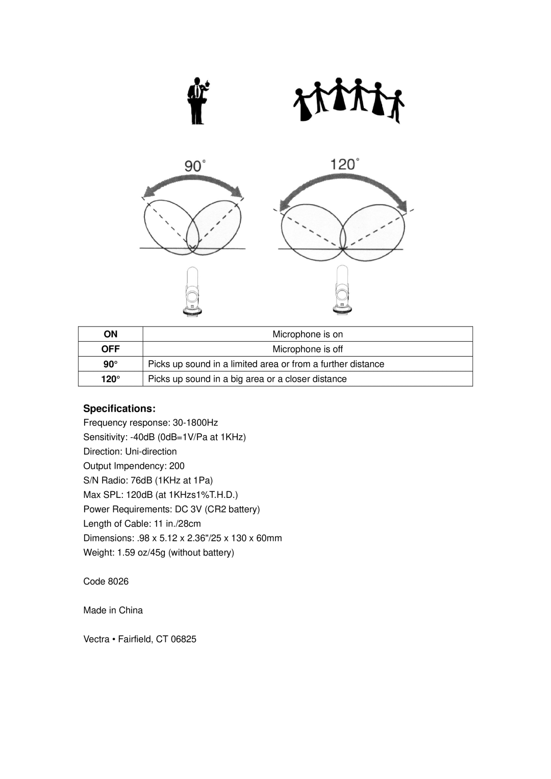 ProMaster 8026 instruction manual Specifications, Off 