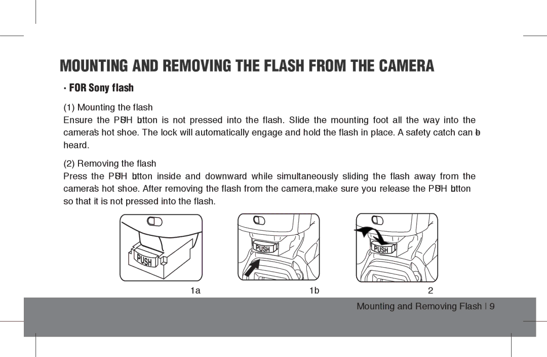 ProMaster FL1 Pro (Sony), FL1 Pro (Nikon), FL1 Pro (Canon) instruction manual For Sony flash 