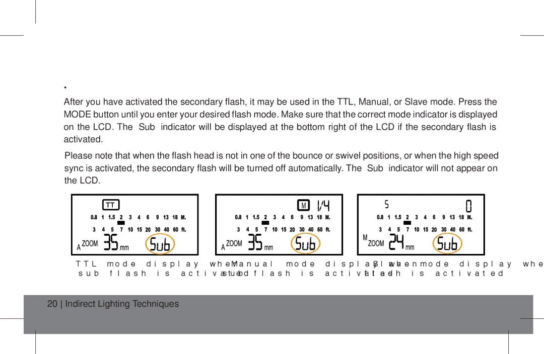 ProMaster FL1 Pro (Canon), FL1 Pro (Nikon), FL1 Pro (Sony) instruction manual SUB flash cont’d 