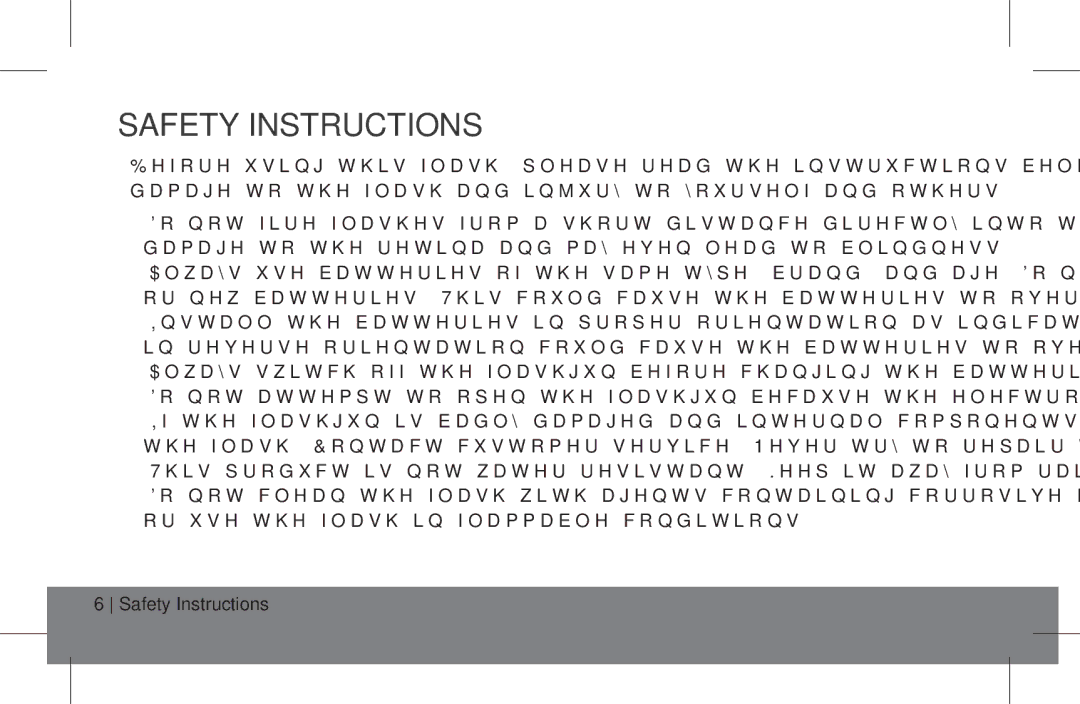 ProMaster FL1 Pro (Sony), FL1 Pro (Nikon), FL1 Pro (Canon) instruction manual Safety Instructions 