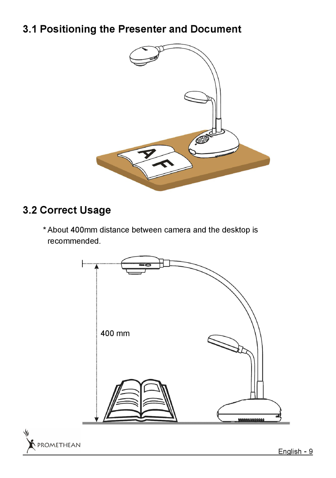 Promethean 322 user manual Positioning the Presenter and Document Correct Usage 