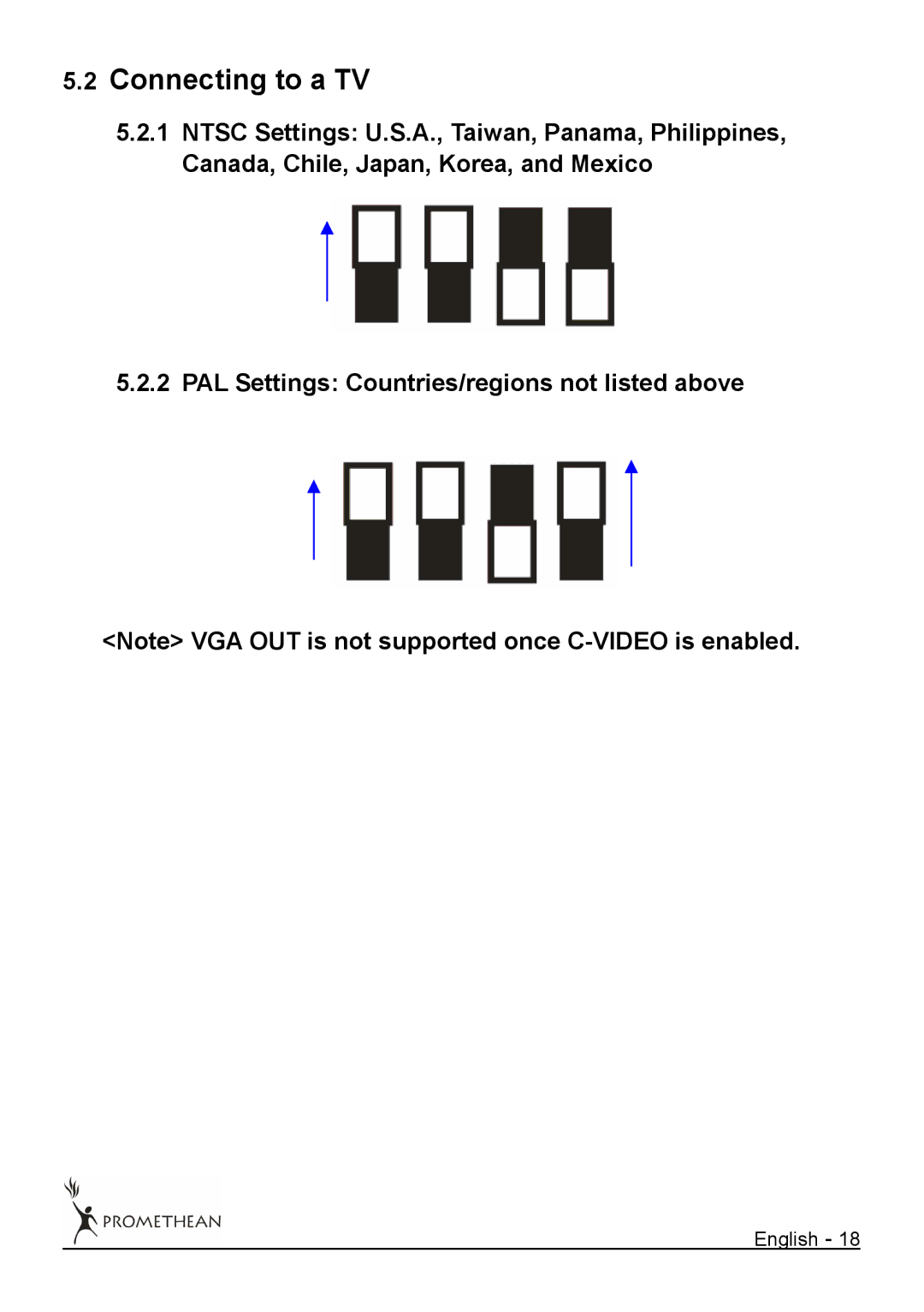 Promethean 322 user manual Connecting to a TV 