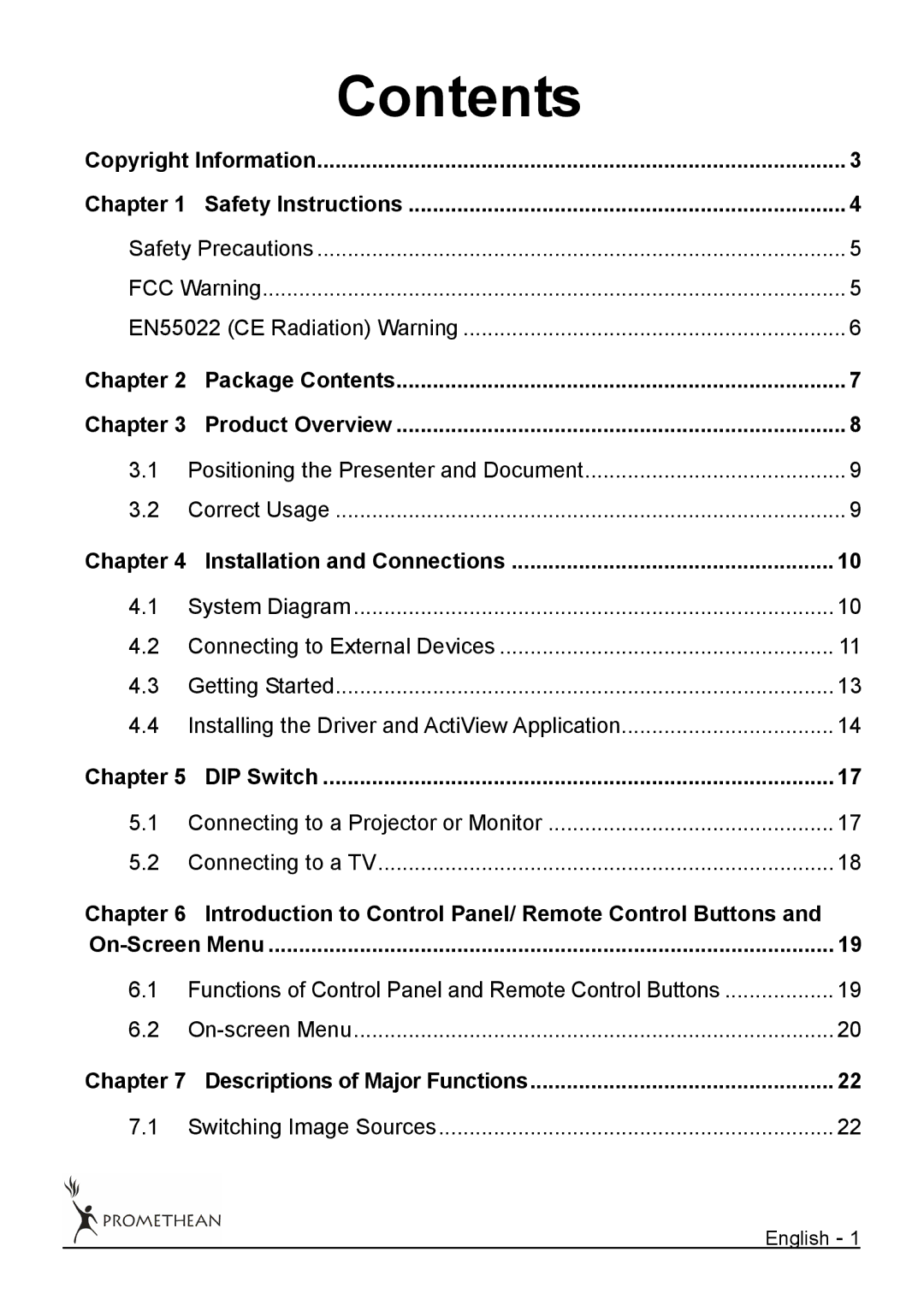 Promethean 322 user manual Contents 