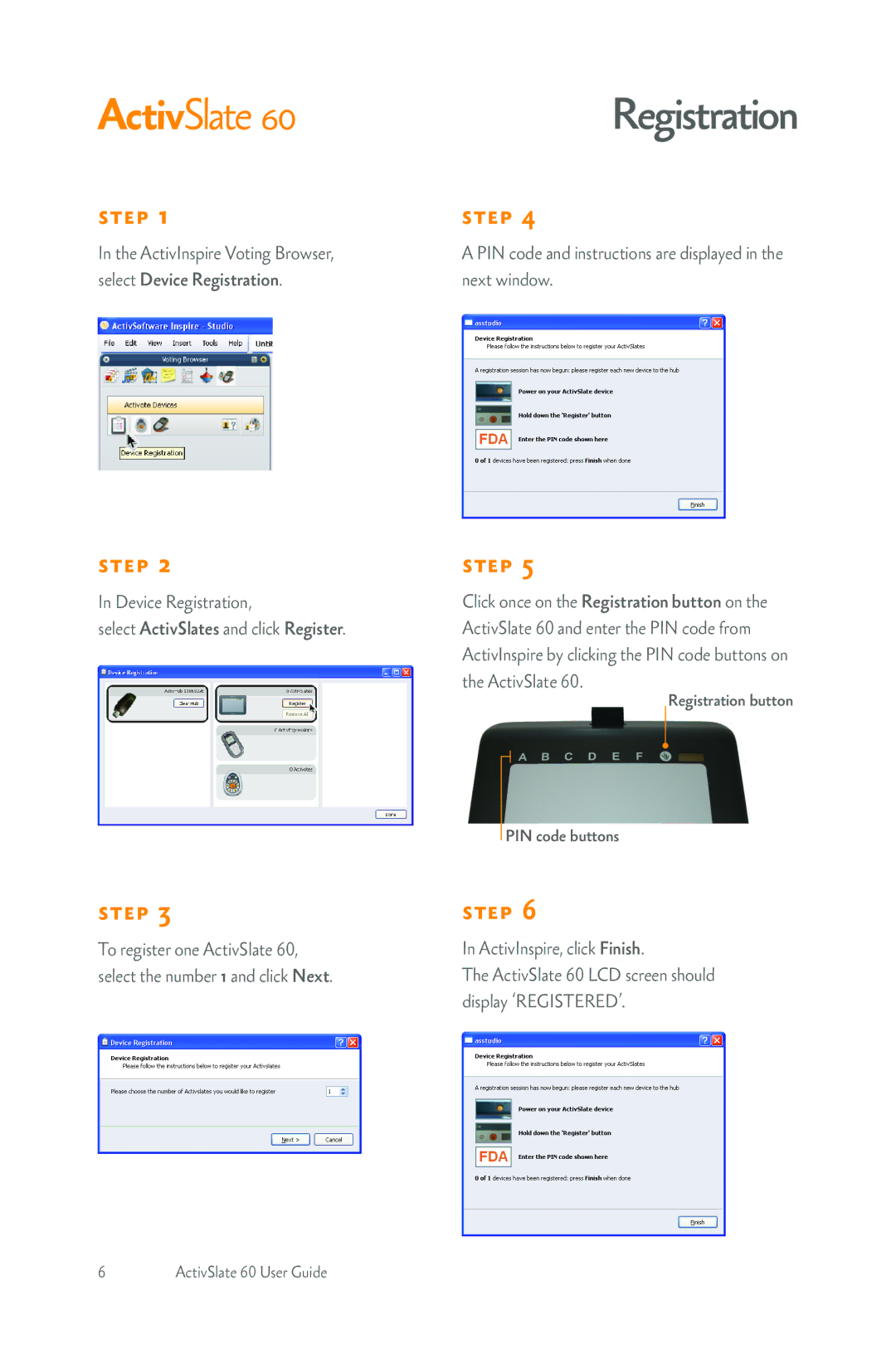 Promethean 60 manual Registration, Step 