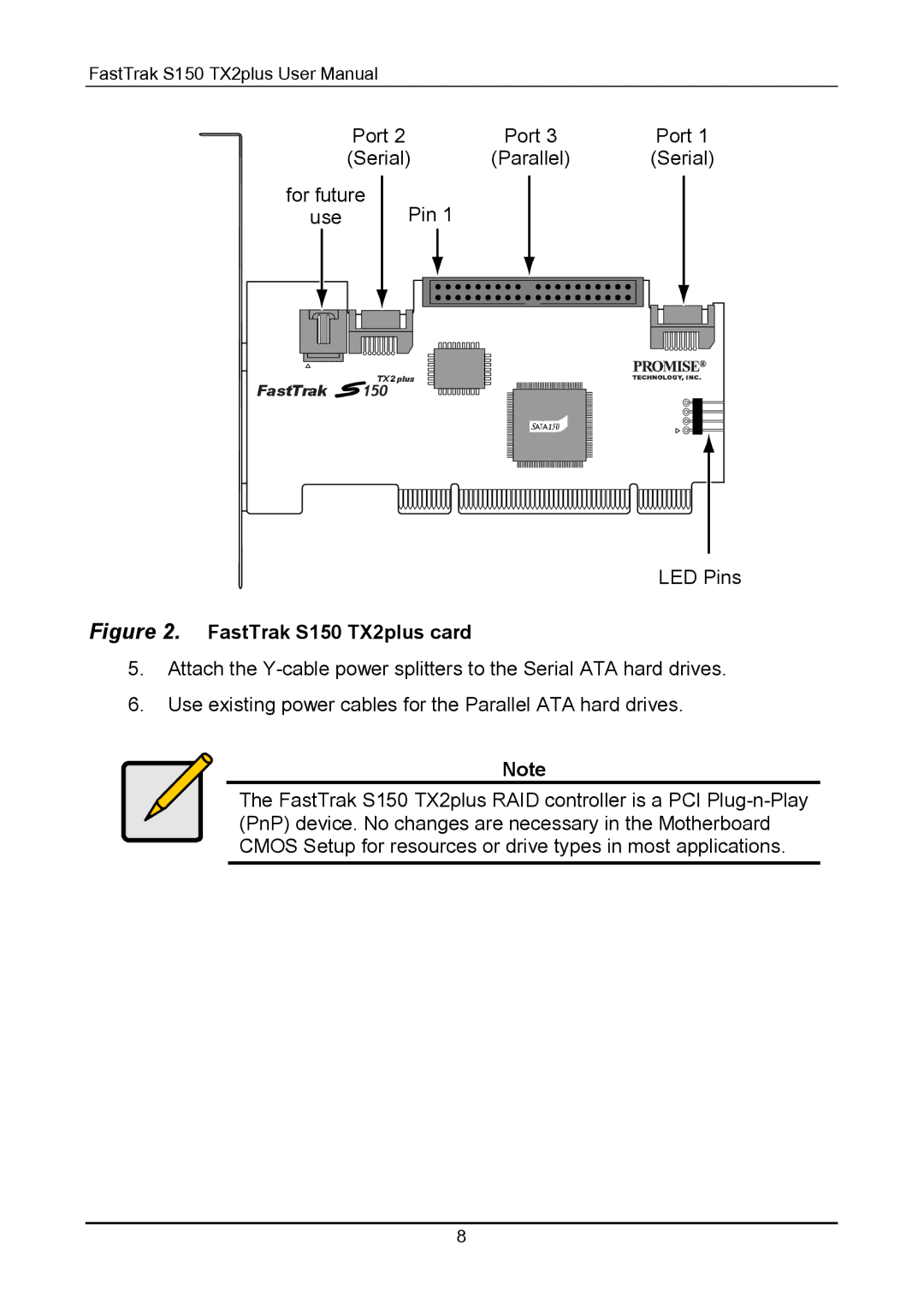 Promise Technology 150TX2 user manual FastTrak S150 TX2plus card 