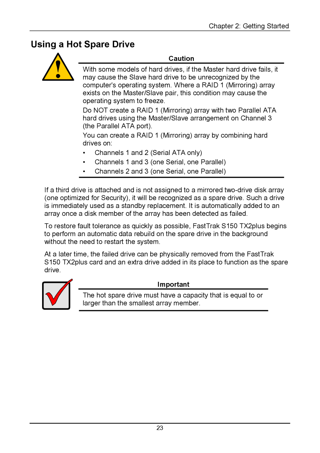 Promise Technology 150TX2 user manual Using a Hot Spare Drive 