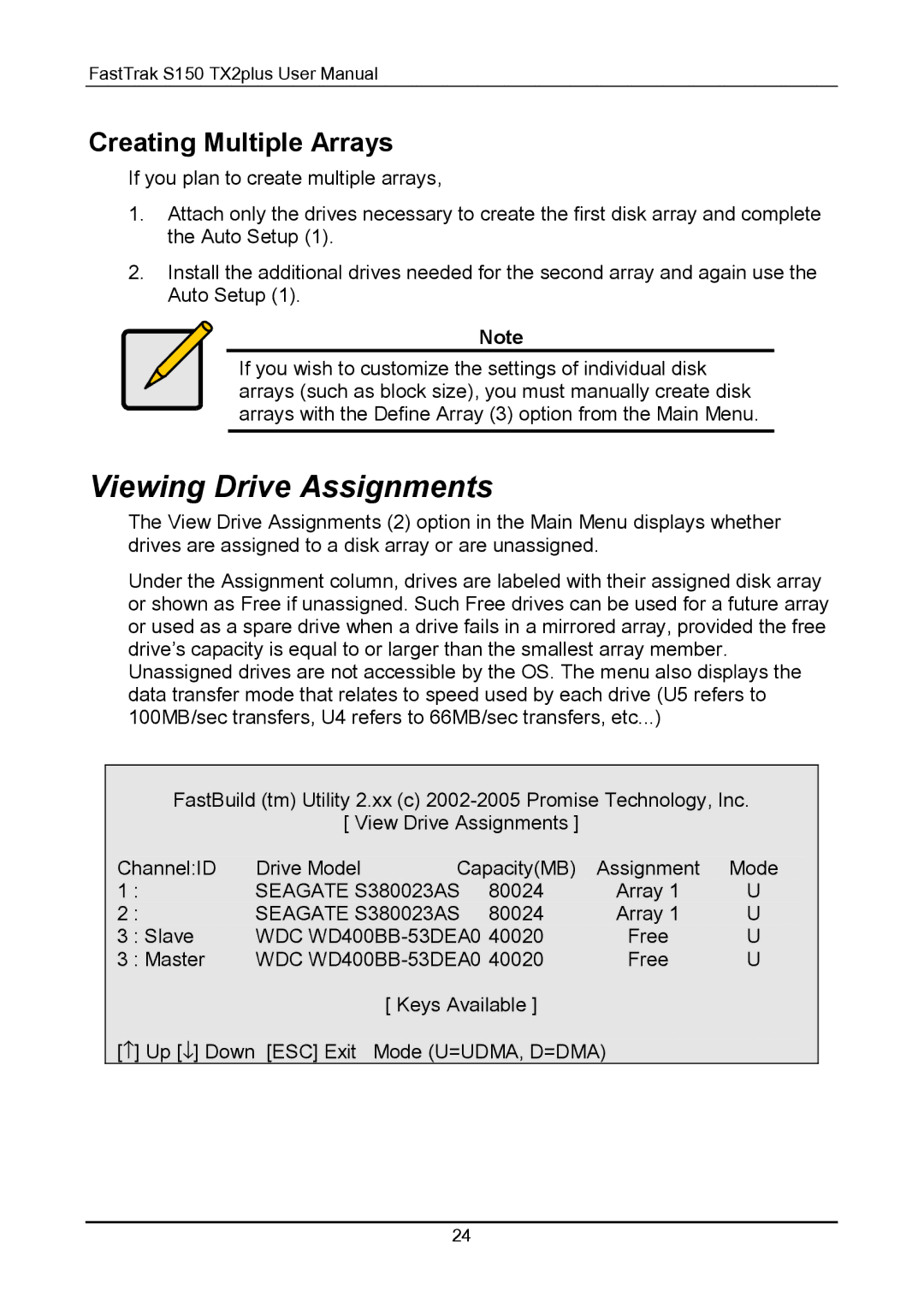 Promise Technology 150TX2 user manual Viewing Drive Assignments, Creating Multiple Arrays 