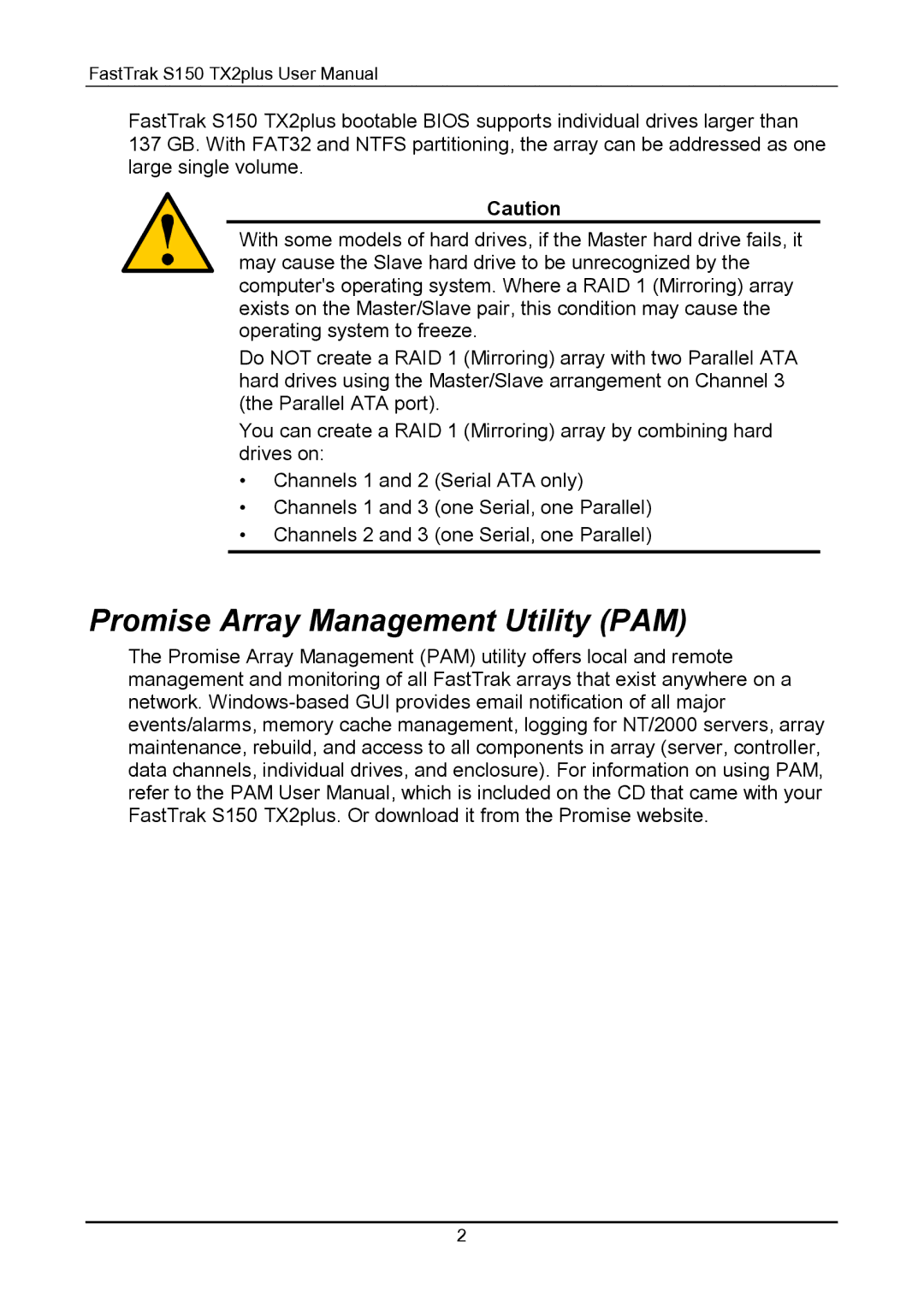 Promise Technology 150TX2 user manual Promise Array Management Utility PAM 