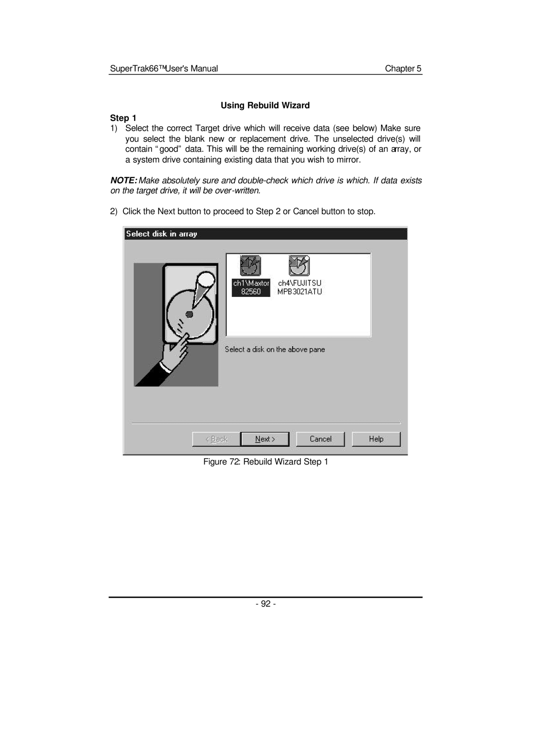 Promise Technology 66 Pro user manual Using Rebuild Wizard Step 