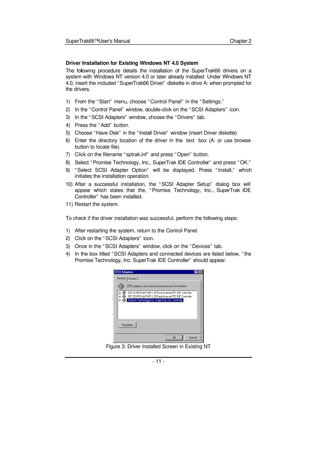 Promise Technology 66 Pro Driver Installation for Existing Windows NT 4.0 System, Driver Installed Screen in Existing NT 