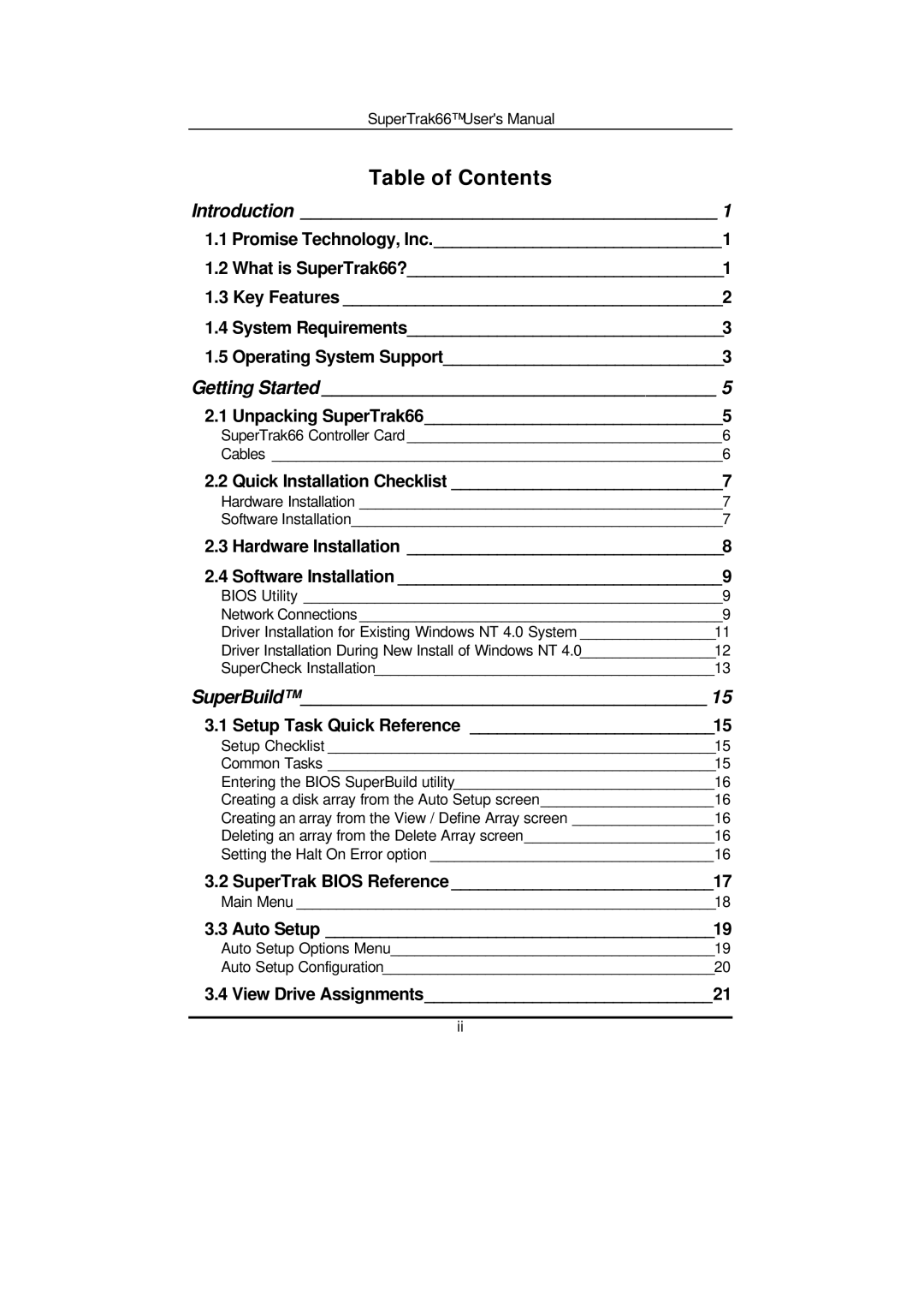 Promise Technology 66 Pro user manual Table of Contents 