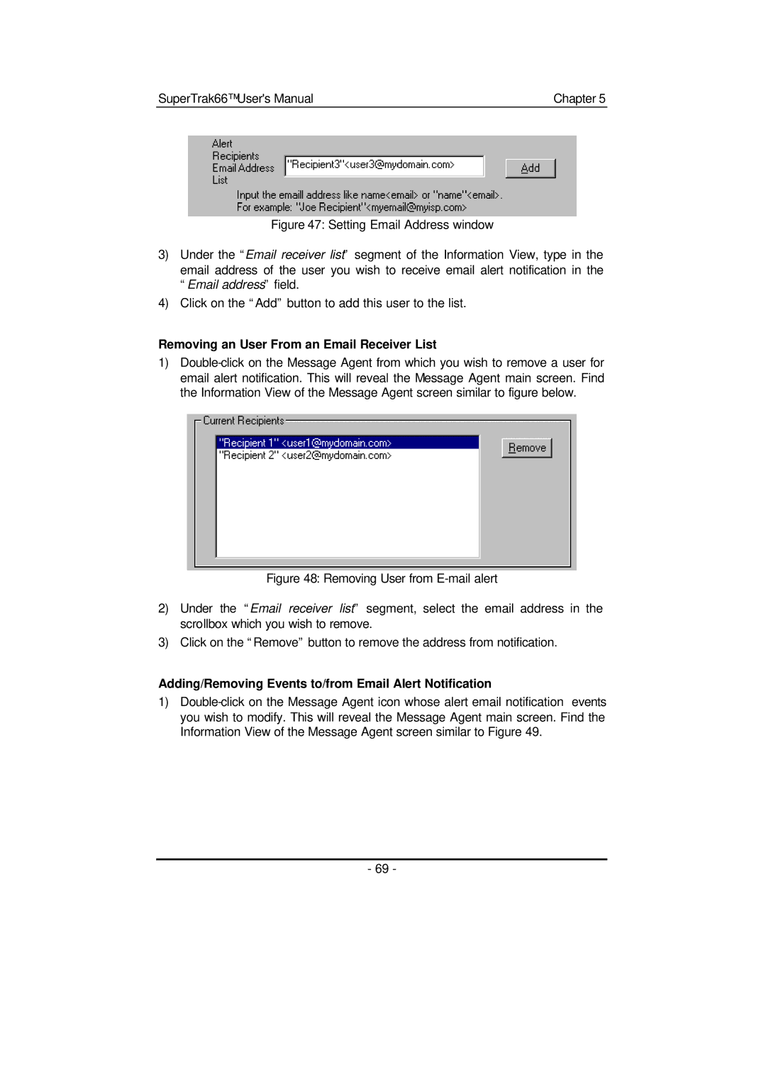 Promise Technology 66 Pro user manual Removing an User From an Email Receiver List 