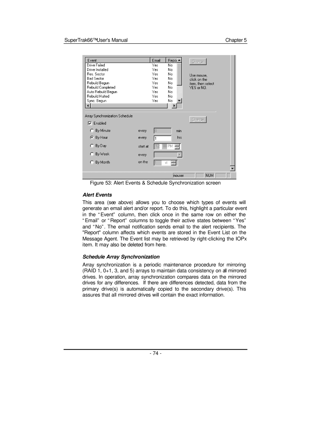 Promise Technology 66 Pro user manual Alert Events, Schedule Array Synchronization 