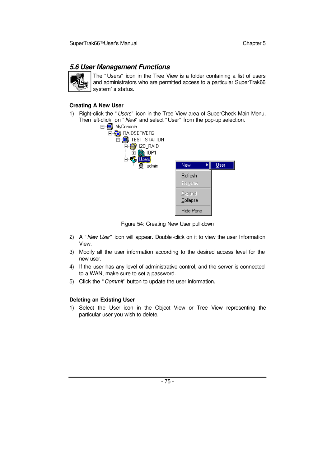 Promise Technology 66 Pro user manual User Management Functions, Creating a New User 