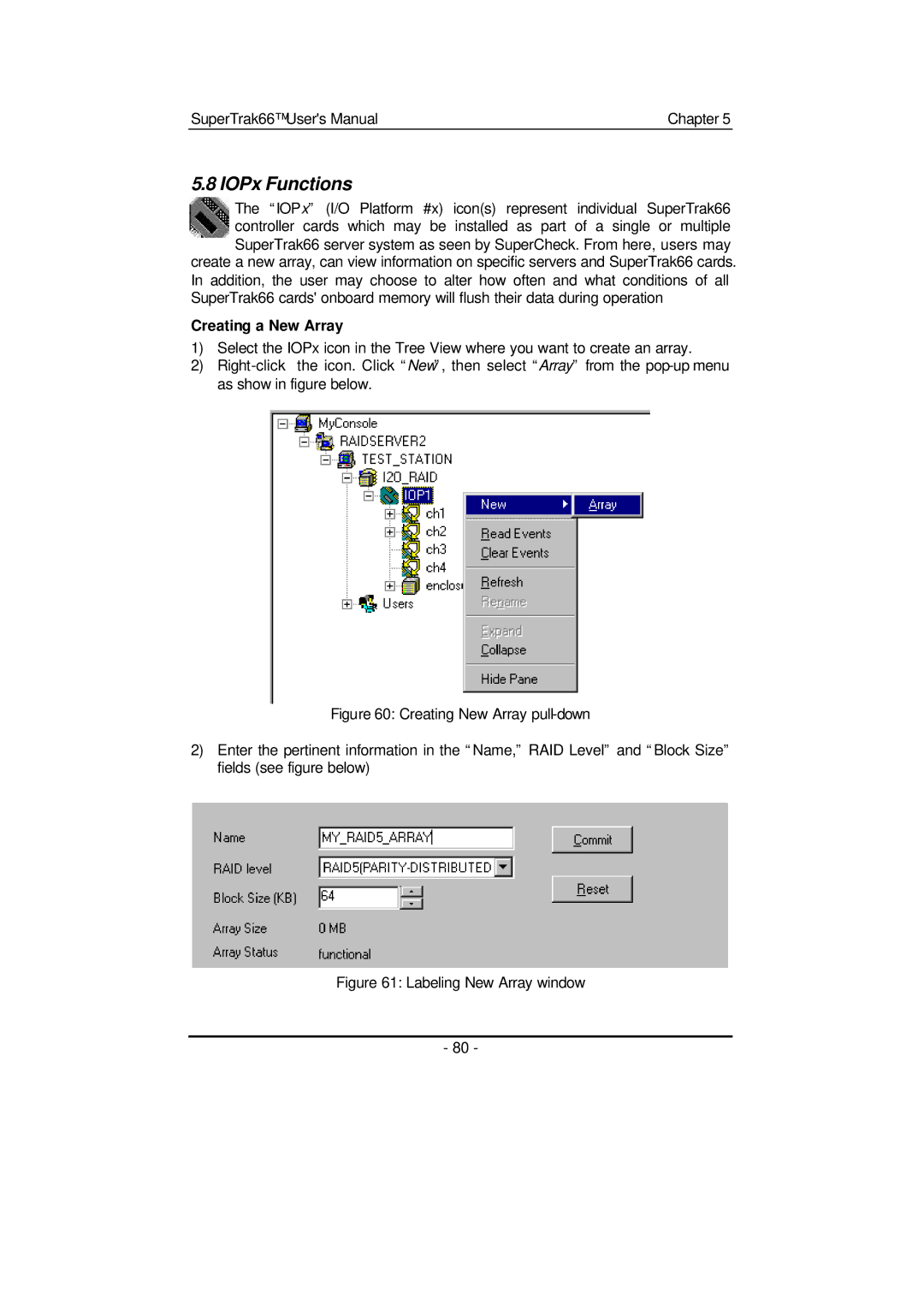 Promise Technology 66 Pro user manual IOPx Functions, Labeling New Array window 