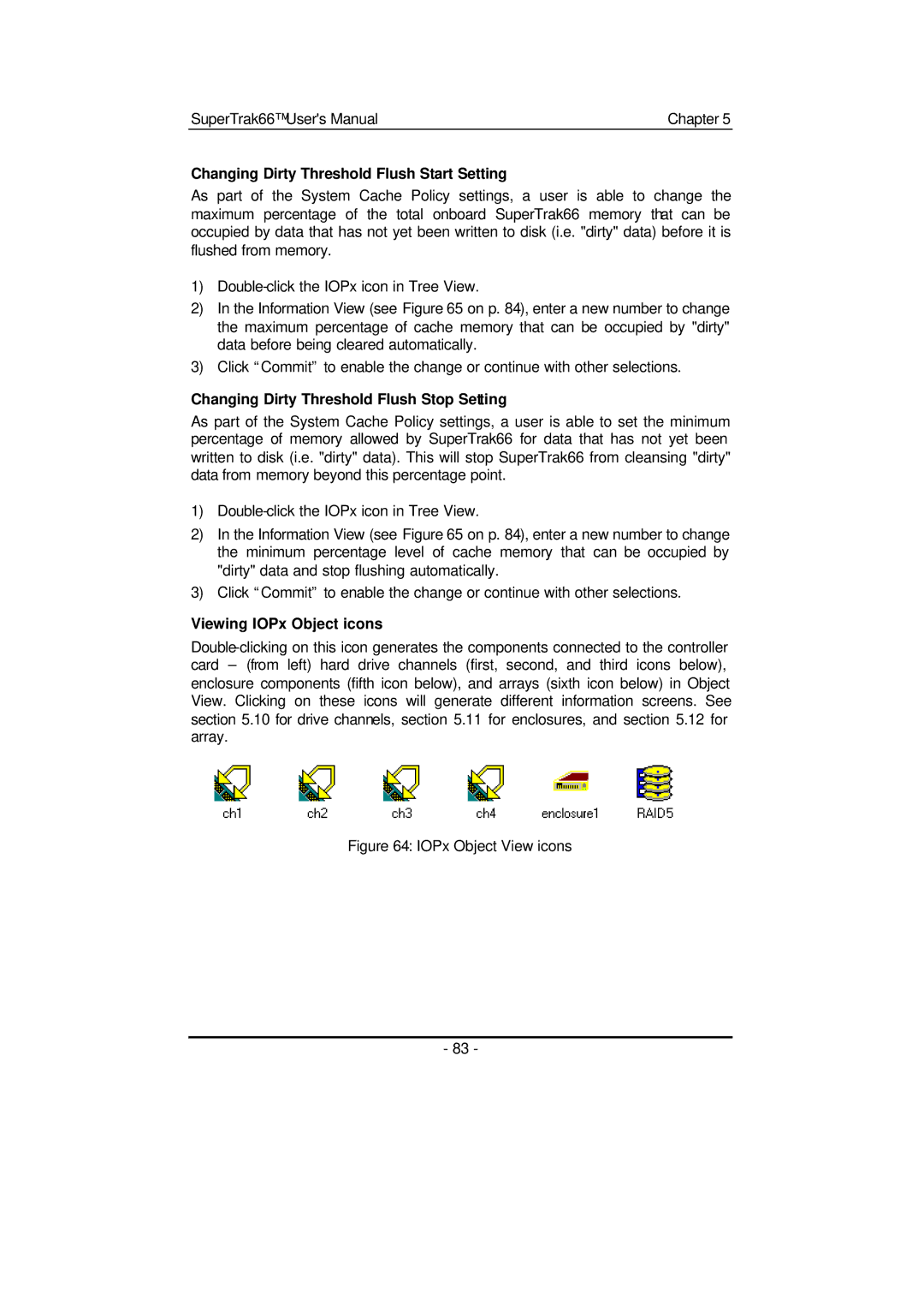 Promise Technology 66 Pro Changing Dirty Threshold Flush Start Setting, Changing Dirty Threshold Flush Stop Setting 