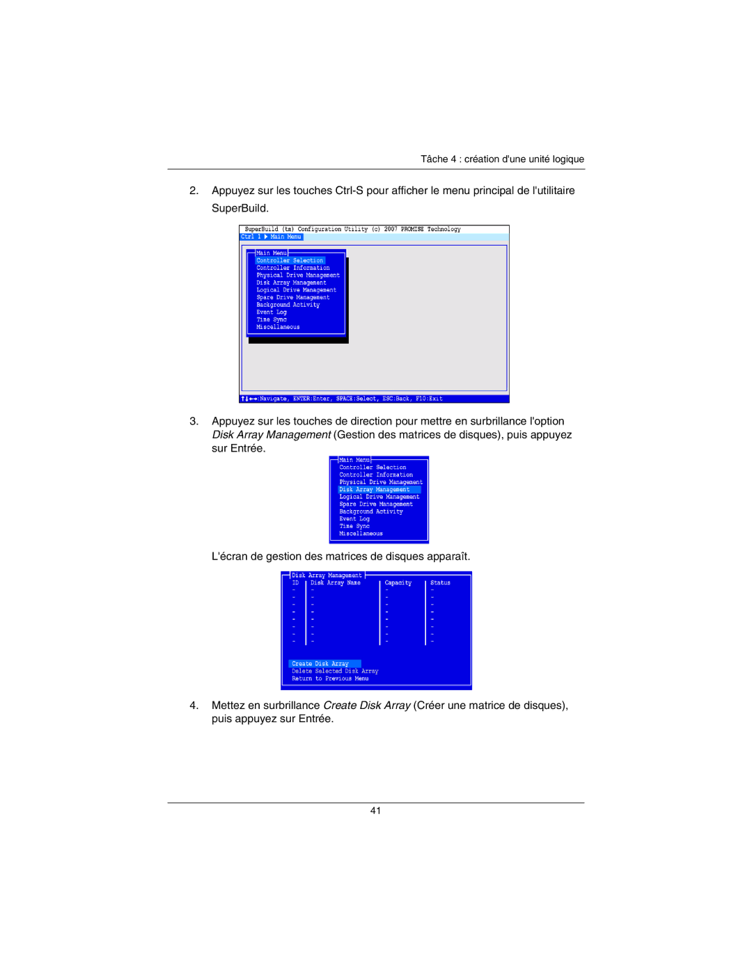 Promise Technology EX16650 manual Tâche 4 création dune unité logique 