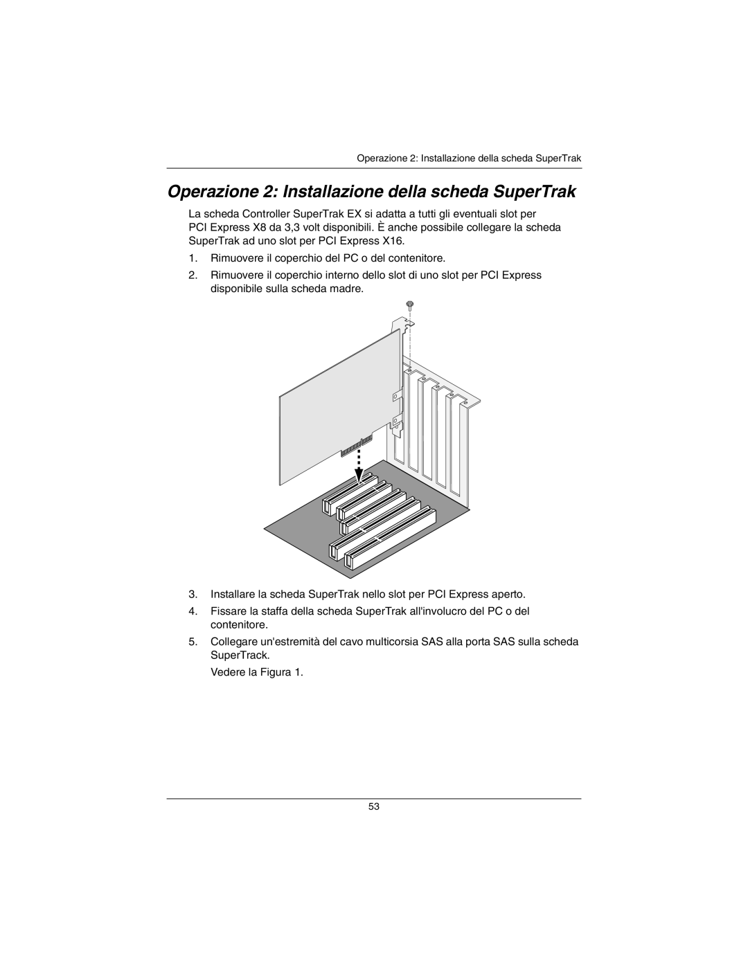 Promise Technology EX16650 manual Operazione 2 Installazione della scheda SuperTrak 